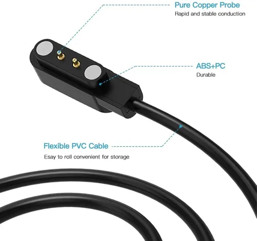 Vista 4 de E ECSEM Cargador compatible con SENBONO/Mikego/KEEPONFIT/VRPEFIT/KALINCO/Konitee/WMH/BOOOMIC IDW25 Cable de carga USB magnético de repuesto