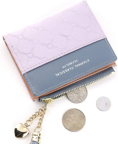 Vista 5 de Cartera para mujer pequeña billetera compacta Bifold cartera RFID titular de la tarjeta de crédito mini cartera de bolsillo bipolar