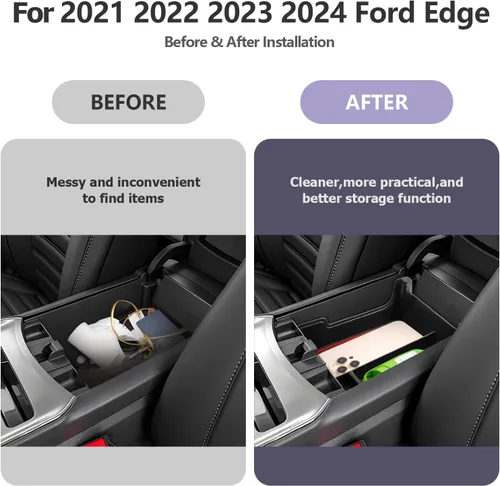 Vista 2 de LUWU Bandeja organizadora para consola central Ford Edge 2024 2020 2021 2022 2023 2024 Ford Edge SE/SEL/ST-Line/Titanio/ST, organizador de consola