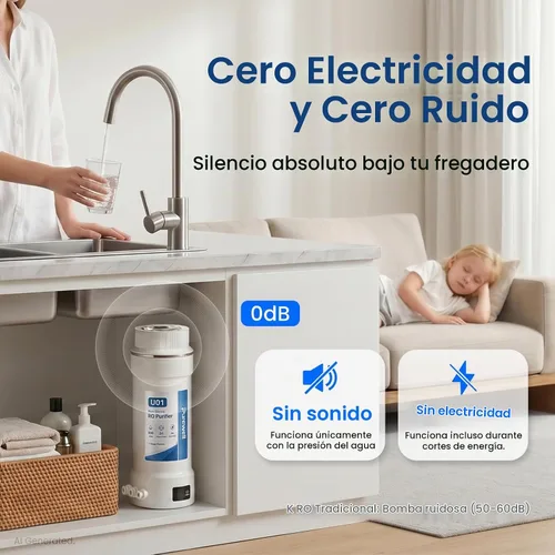 Vista 5 de Purewell Sistema de filtro de agua de ósmosis inversa sin tanque U01 800