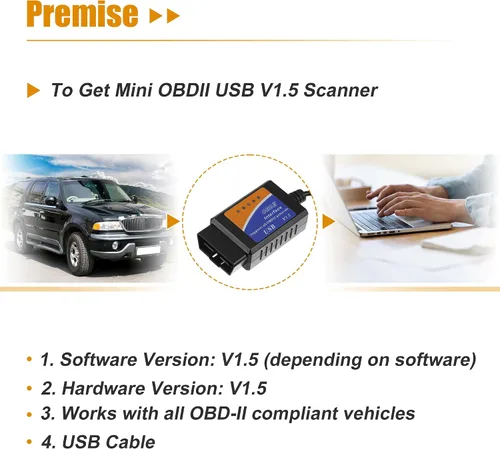 Vista 7 de X AUTOHAUX MINI OBDII USB V1.5 escáner OBD2 adaptador cable de diagnóstico para múltiples marcas CAN-Bus para Windows Escáner de fallas de coche