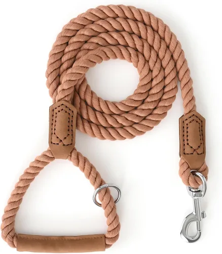 Vista 30 de Mile High Life Correa para perro, correas de cuerda de algodón trenzada con punta de sastre de cuero con punta de cuero, cierre de metal resistente