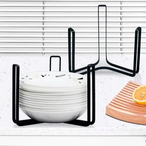 Vista 10 de Soporte para Platos y Cuencos de Vajilla Apto para Cuencos de 6.5 Pulgadas de Diámetro, Estante de Exhibición y Almacenamiento de Cuencos de Metal