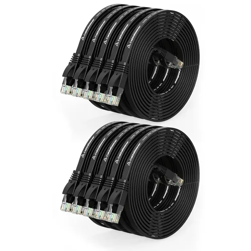 Vista 23 de Cable Ethernet Cat 6 de 1 pie (paquete de 10) (a un precio Cat5e pero mayor ancho de banda) Cables de red planos de Internet - Cable de conexión