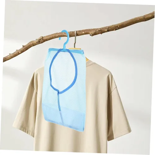 Vista 7 de YarNOW - Bolsa multiusos con percha, malla para lavandería, cesta de almacenamiento plegable para colgar, gancho para ropa y toalla (azul)