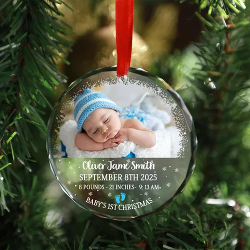 Vista 7 de Adorno de Primera Navidad Personalizado para Bebés 2025 Niña, Primeros Regalos para Bebé 02 B6