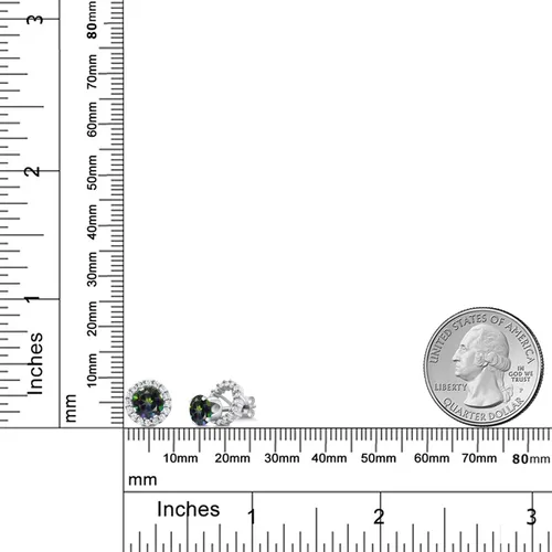 Vista 193 de Gem Stone King Aretes redondos de plata de ley 925 de 0.236 in con piedra natal extraíble para mujer