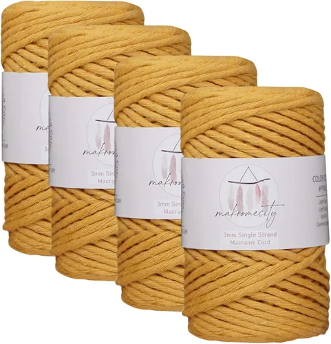 Vista 88 de Makromecity, Cordón de macramé de un solo hilo de 3 mm x 100 yardas (300 pies) de 3 mm de cordón de algodón azul bebé para arte y manualidades
