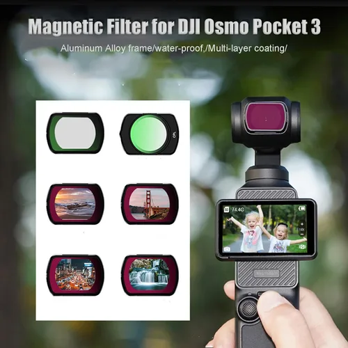 Vista 3 de Filtro magnético CPL compatible con DJI Osmo Pocket 3 Cámara CPL Accesorios de filtro de lente impermeable resistente a los arañazos
