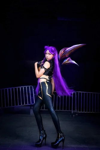 Vista 8 de LOL KDA Cosplay traje KDA Kaisa Cosplay traje juego Kaisa traje Fullsets KDA grupo LOL personaje porque con guantes