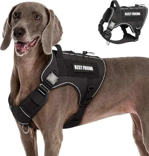 Vista 22 de Arnés Táctico para Perros Talla Pequeña, Sin Tirones Chaleco Militar para Perros con Asa, Arnés Reflectante de Servicio Pesado para Mascotas