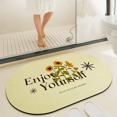 Vista 9 de UKELER Juego de 2 alfombras de baño de girasol, absorbentes de agua, antideslizantes, alfombra de baño en forma de U para bañera, ducha, fregadero