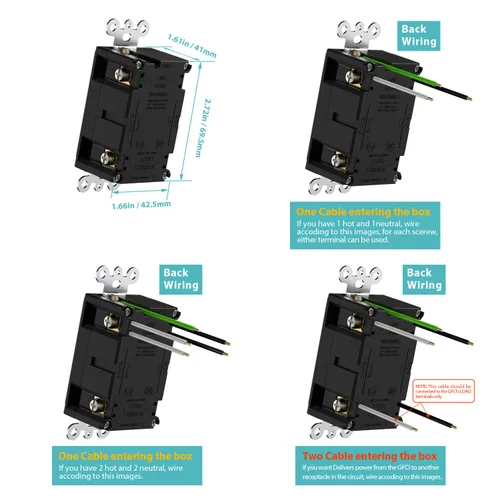 Vista 5 de WEBANG - Tomacorrientes GFCI de autocomprobación, resistentes a manipulaciones y a la intemperie, receptáculo GFCI con indicador LED, placas
