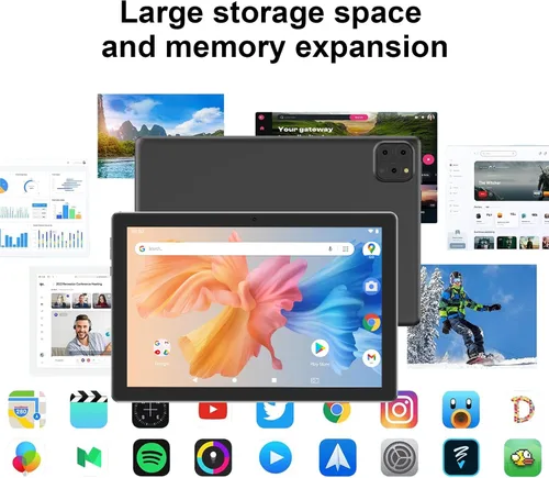 Vista 3 de Tablet Android 15 de 10 pulgadas, 12 (3+9) GB RAM+64GB ROM, tabletas 2 en 1 con funda de teclado y mouse Stylus, procesador de cinco núcleos de 1.8