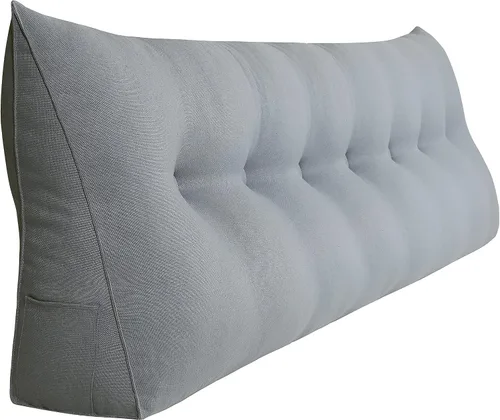 Vista 7 de WOWMAX Almohada de lectura grande con respaldo triangular para cabecero y respaldo de posicionamiento, almohada de cuña para cama y sofá con funda