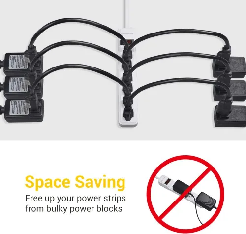Vista 7 de DEWENWILS Paquete de 10 cables de extensión cortos, cable de alimentación de 1 pie, cable de extensión SJTW de 16 AWG resistente a la intemperie
