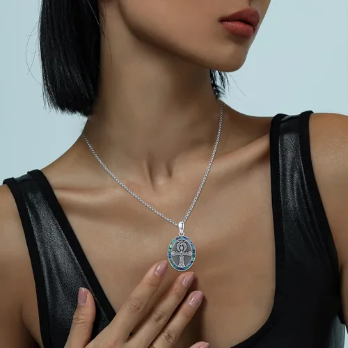 Vista 5 de Collar de plata de ley 925 con colgante de cruz de Ankh, símbolo egipcio antiguo, regalo para hombres y mujeres Collar Ankh A
