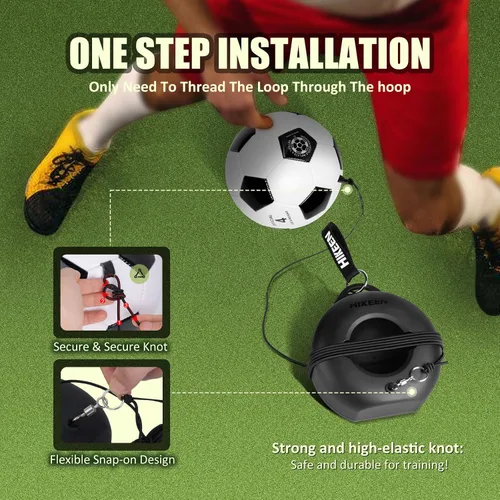 Vista 4 de Hikeen Juego de entrenamiento de fútbol con base de metal, equipo de entrenamiento individual portátil con pelota de rebote, regalo popular