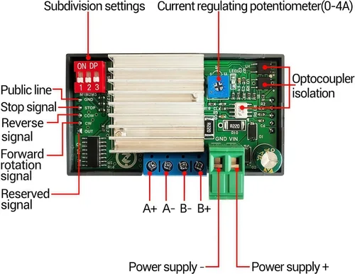 Vista 2 de TKXEC Controlador de controlador de motor paso a paso DC 5-30V 4A Placa integrada Módulo de control de ángulo de velocidad de pulso adelante/reverso