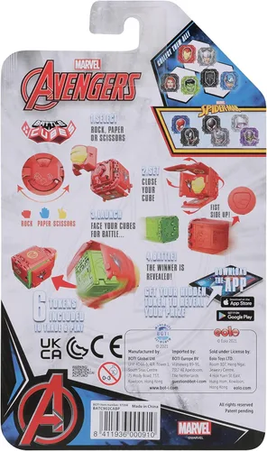 Vista 7 de Marvel Avengers - Paquete de 2 cubos de batalla Capitán América VS Black Panther, libera poder, ataque de lanzamiento, 2 cubos y 6 fichas, sistema