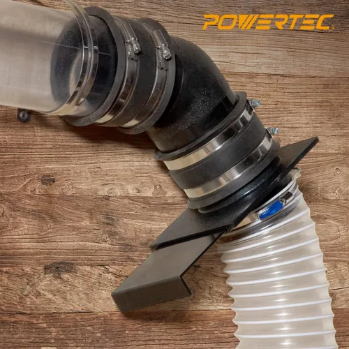 Vista 5 de POWERTEC 70183 4" 45 grados codo - ABS plástico polvo colector conector (negro)