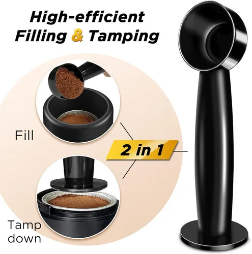 Vista 5 de CAPMESSO Kit de recarga de cápsula Vertuoline reutilizable, 2024 innovador para sello más rápido, cápsulas reutilizables Vertuoline con cepillo