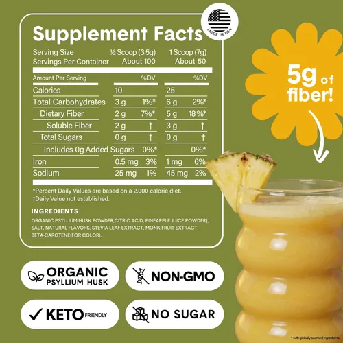 Vista 6 de Bellway Polvo súper fibra + fruta, sin azúcar, suplemento de fibra en polvo de cáscara de psyllium orgánico para regularidad, alivio de la hinchazón