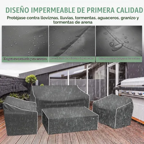 Vista 3 de Gasadar Juego de 4 fundas para muebles de patio, color gris