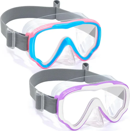 Vista 13 de Vvinca Kids-Goggles with Nose Cover, Diving Mask Elastic Fabric Strap Anti Fog Anti Shattered Lens for Kids Swim Goggles 3-14