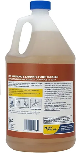 Vista 2 de Zep ZUHLF128 - Limpiador industrial para pisos de madera dura y laminado, 1 galón, elimina manchas, manchas y rozaduras. Limpia y restaura el brillo