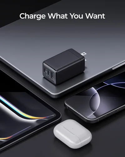 Vista 6 de wegear Cargador USB C de 67W, Bloque de Carga Rápida GaN de 3 Puertos con Enchufe Plegable, Compatible con MacBook Pro/Air, iPad Pro, iPhone