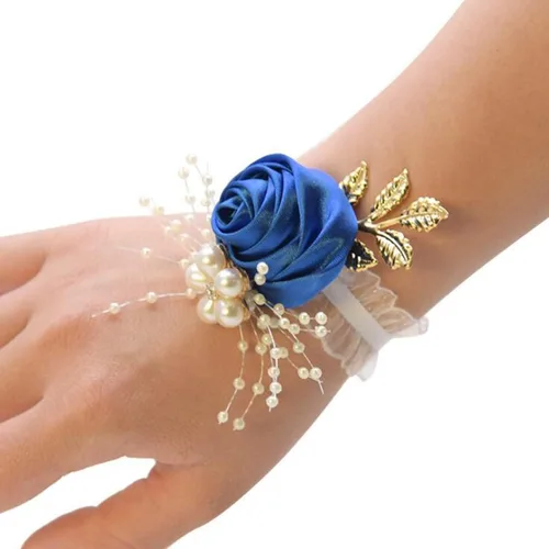 Vista 9 de 1 pieza flor de muñeca, boda dama de honor, novia, decoración de ramillete de muñeca, flor de mano, champán