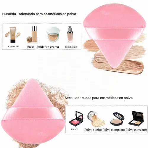 Vista 3 de 12DP12LP - 24 piezas de soplo de polvo, de algodón triangular, lavable para la cara, para polvo suelto, cuerpo, base cosmética, esponja