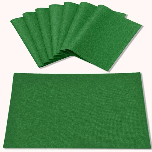 Vista 15 de Juego de 8 manteles individuales de tela tipo lino, lavables a máquina, resistentes al calor, sin arrugas, de poliéster grueso, para cocina, mesa