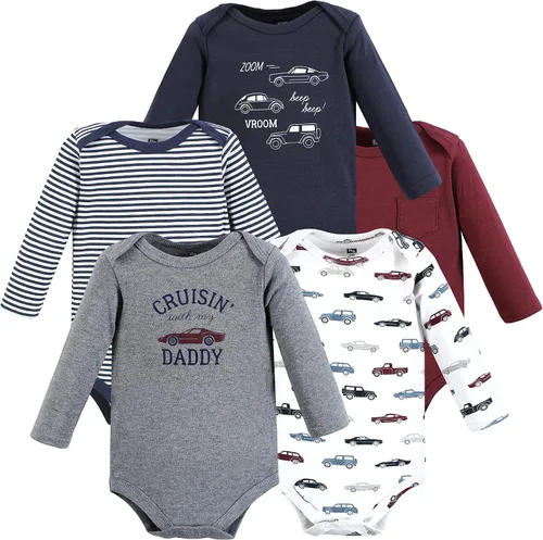 Vista 2 de Hudson Baby baby-boys Cotton Long-sleeve Bodysuits 5-pack