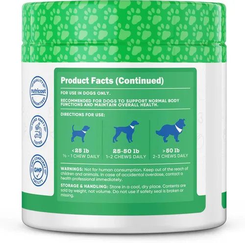 Vista 3 de Nutricost Mascotas multifuncionales activas y saludables para apoyar el estilo de vida masticables suaves para perros (sabor a carne), 60