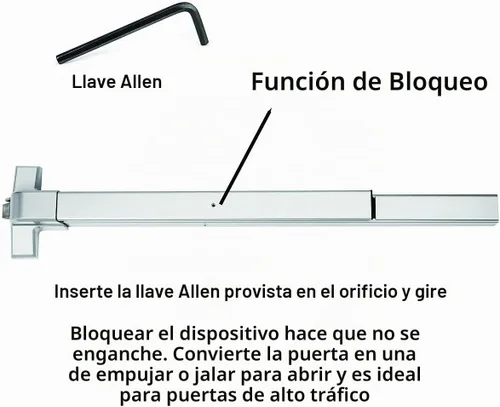 Vista 3 de Dynasty Hardware Dispositivo de salida de pánico de barra de empuje de aluminio Barra comercial del pánico para las puertas de salida