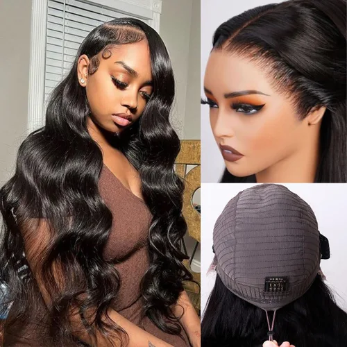 Vista 16 de Wear and Go - Pelucas de cabello humano sin pegamento, precortadas, pelucas de encaje frontal de cabello humano ondulado con cordón, densidad 180
