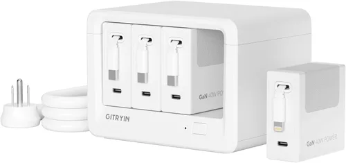 Vista 10 de Gitryin Estación de carga de escritorio 12 en 1 con 3 cargadores retráctiles tipo C y 1 cargador Lightning, concentrador de carga USB-C de 160 W