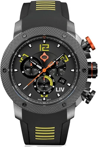 Vista 9 de LIV GX1 - Reloj clásico resistente con cronógrafo suizo de 1.77 pulgadas, 316L SS, 3D multicapa con fecha rápida, resistente a los arañazos Caja IP