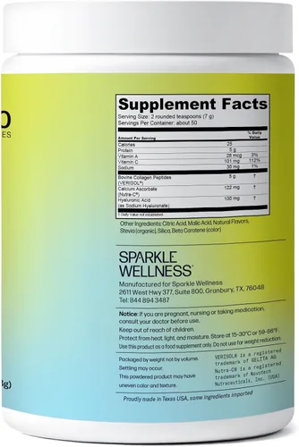 Vista 3 de Sparkle Wellness VERISOL - Péptidos de colágeno hidrolizados bioactivos Suplemento de colágeno en polvo con vitamina C y ácido hialurónico
