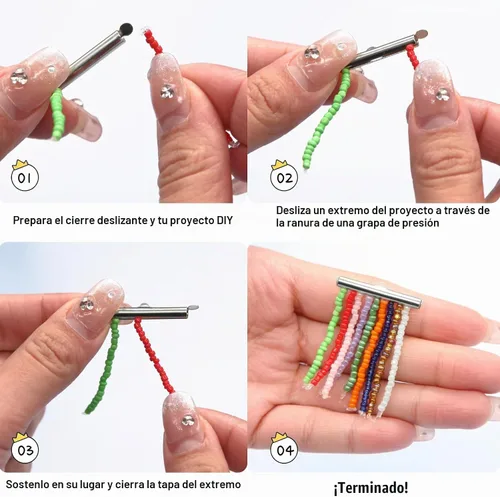 Vista 6 de Kit de cierre deslizante de plata EuTengHao para enhebrado, extremos de cordón de tubo con cierre de langosta, extensor de cadena, accesorios