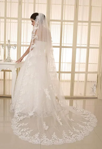 Vista 2 de EllieHouse Velos de boda para mujer 1 nivel color blanco marfil 98ft 131ft 164ft