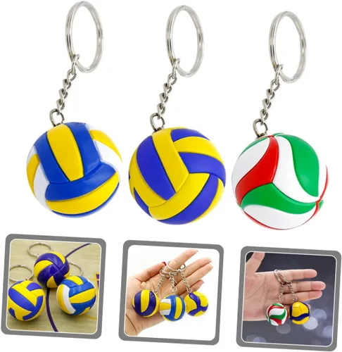 Vista 2 de Veemoon 3 llaveros de voleibol portátiles, colgantes decorativos para mochilas, accesorios exquisitos para bolsas para estudiantes y amantes