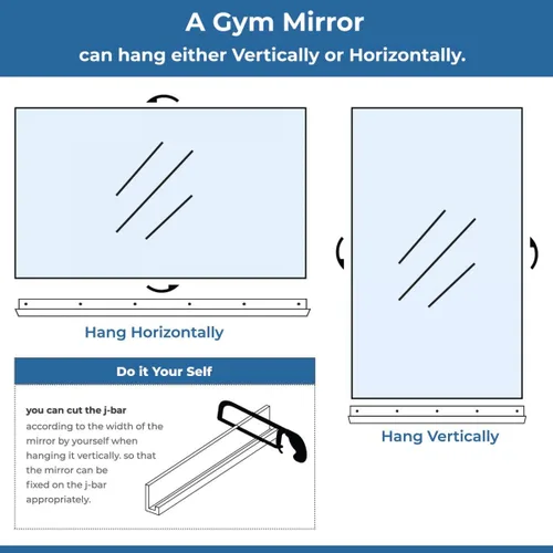 Vista 4 de Fab Glass and Mirror Espejo grande para gimnasio en casa de 48x72 - Panel de pared de vidrio templado HD de longitud completa - Pantalla profesional