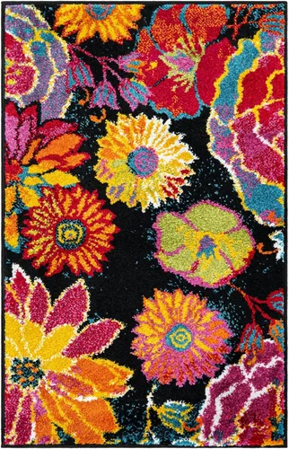 Vista 3 de Unique Loom colección Lyon - Alfombra Kennedy (2 x 3 pies 1 pulgada, Rectangular, Negro/Verde)