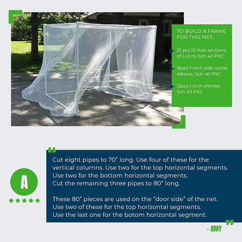 Vista 7 de MEKKAPRO Gran barrera de plagas para jardín, 10 x 10 pies, mosquitera para jardín, malla fina para protección del jardín contra pájaros y plagas