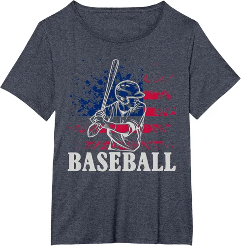 Vista 80 de Camiseta de béisbol deportiva estadounidense con bandera estadounidense, Negro, S