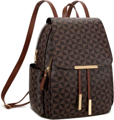 Vista 12 de KKXIU - Mochila de cuero de moda para mujeres y damas, bolsa de viaje y para el día, con correa para los hombros, A-Negro, Mediana, Mochila