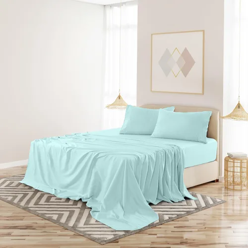 Vista 398 de LUX Décor - Juego de sábanas Twin de microfibra ultrasuave de 3 piezas con sábana encimera, sábana bajera de 16 pulgadas de profundidad y funda